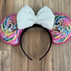 Mickey Mouse Ears Headband with White Bow